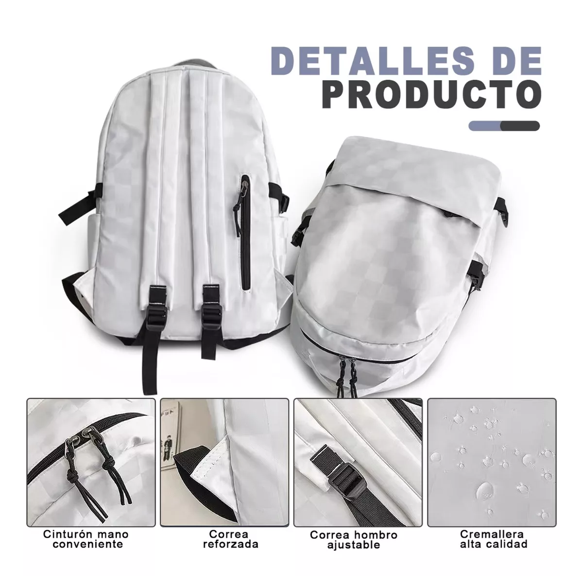 Foto 4 pulgar | Mochila Escolar Multifuncional Gran Capacidad Blanca