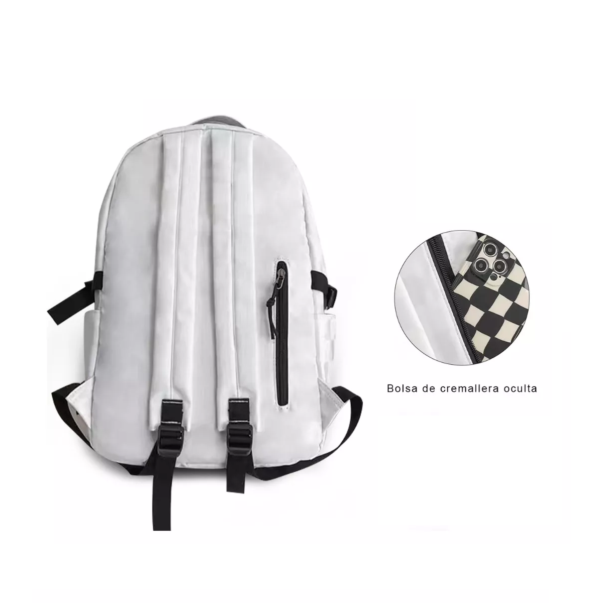 Foto 5 pulgar | Mochila Escolar Multifuncional Gran Capacidad Blanca