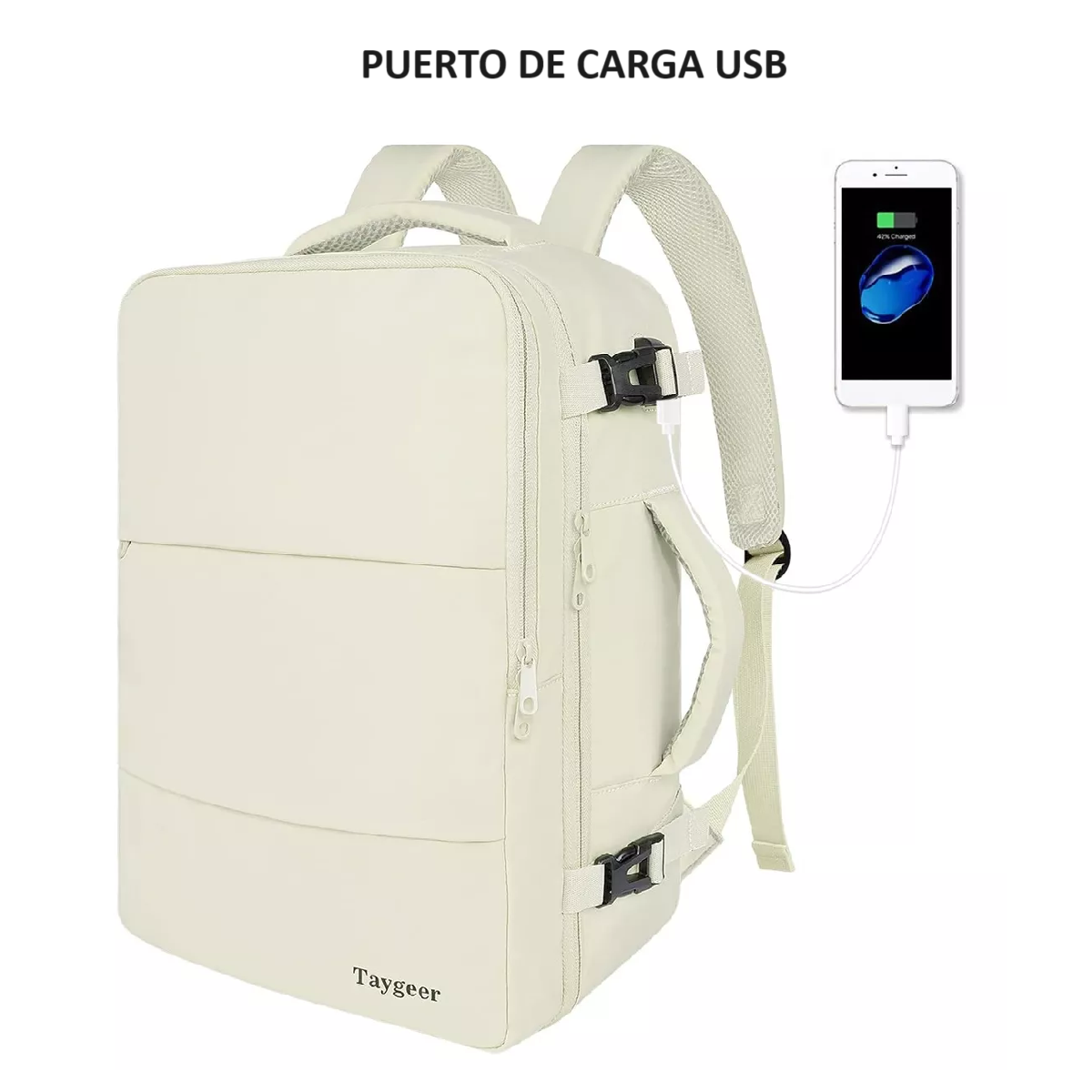 Foto 4 pulgar | Mochila de Viaje para Mujer 10kg Beige