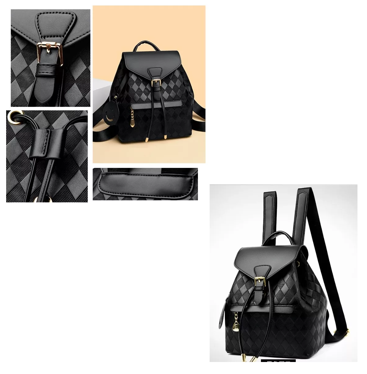Foto 4 | Mochila Casual Belug Negra de Cuero PU para Mujer