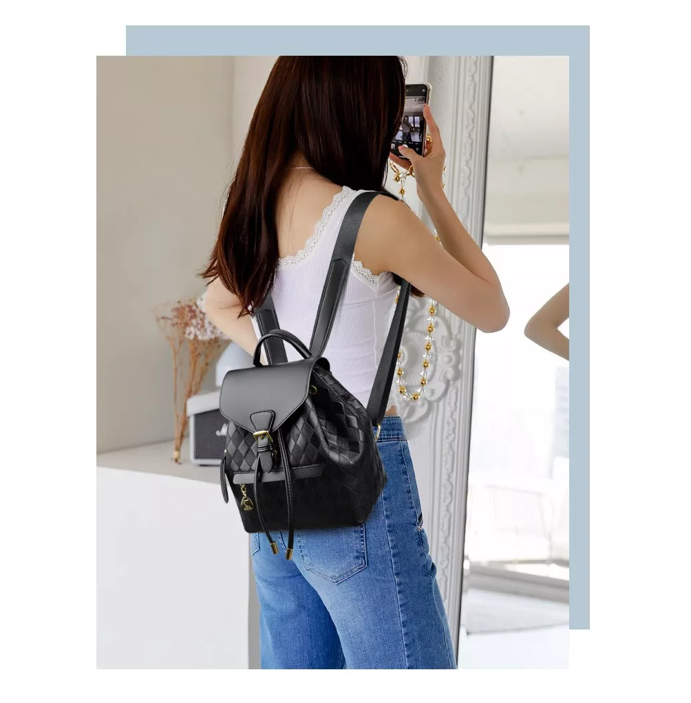 Foto 6 pulgar | Mochila Casual Belug Negra de Cuero PU para Mujer