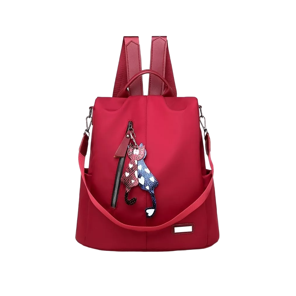 Mochila Roja Antirrobo e Impermeable de Nailon para Mujer