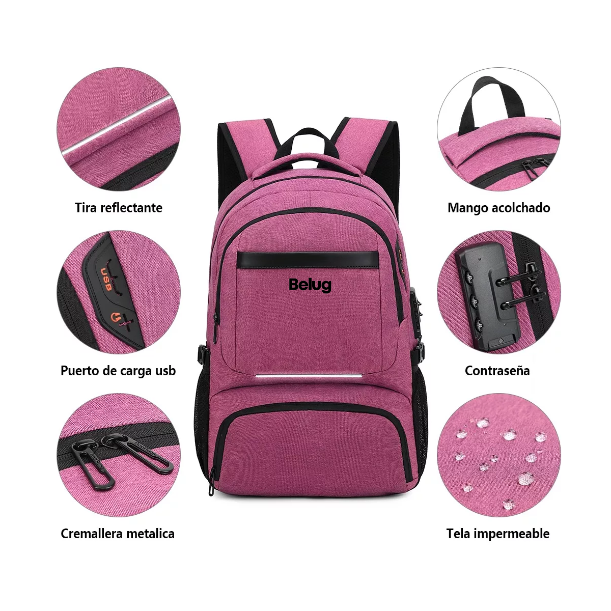 Foto 3 pulgar | Mochila Belug Púrpura Impermeable