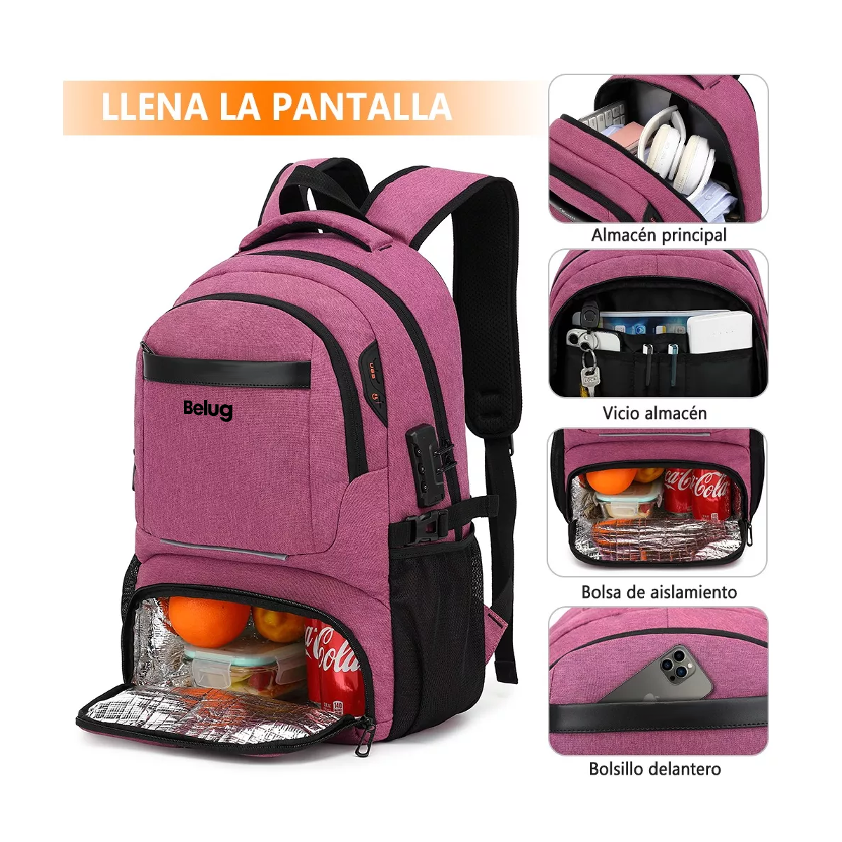 Foto 5 pulgar | Mochila Belug Púrpura Impermeable