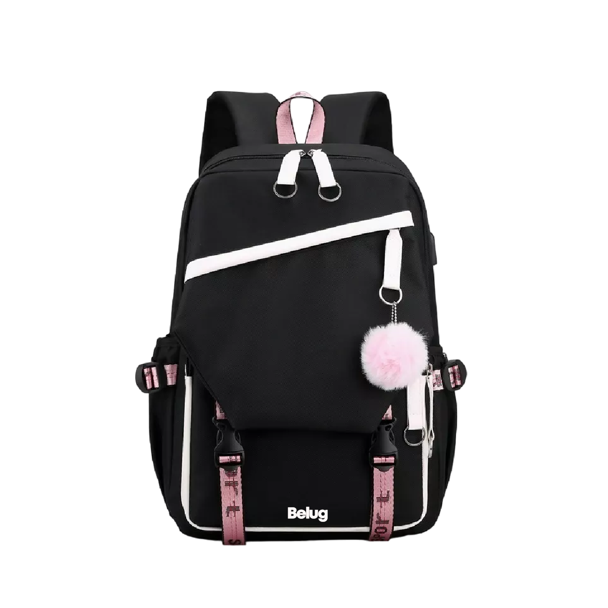 Mochila Kawaii Estilo Coreano Juvenil Moda con Puerto USB Negro