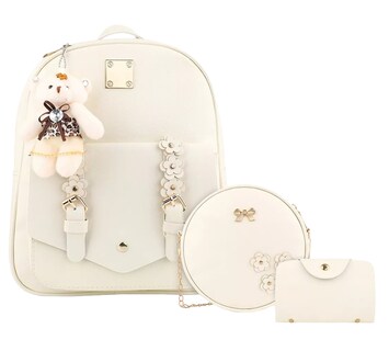 Foto 1 | Conjunto de Mochila Y Bolsa para Mujer Belug 3 Piezas color Beige