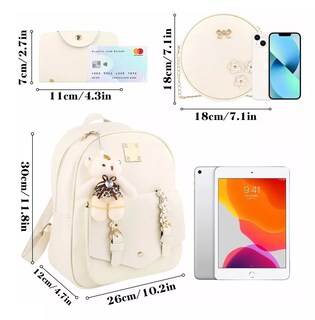 Foto 3 | Conjunto de Mochila Y Bolsa para Mujer Belug 3 Piezas color Beige