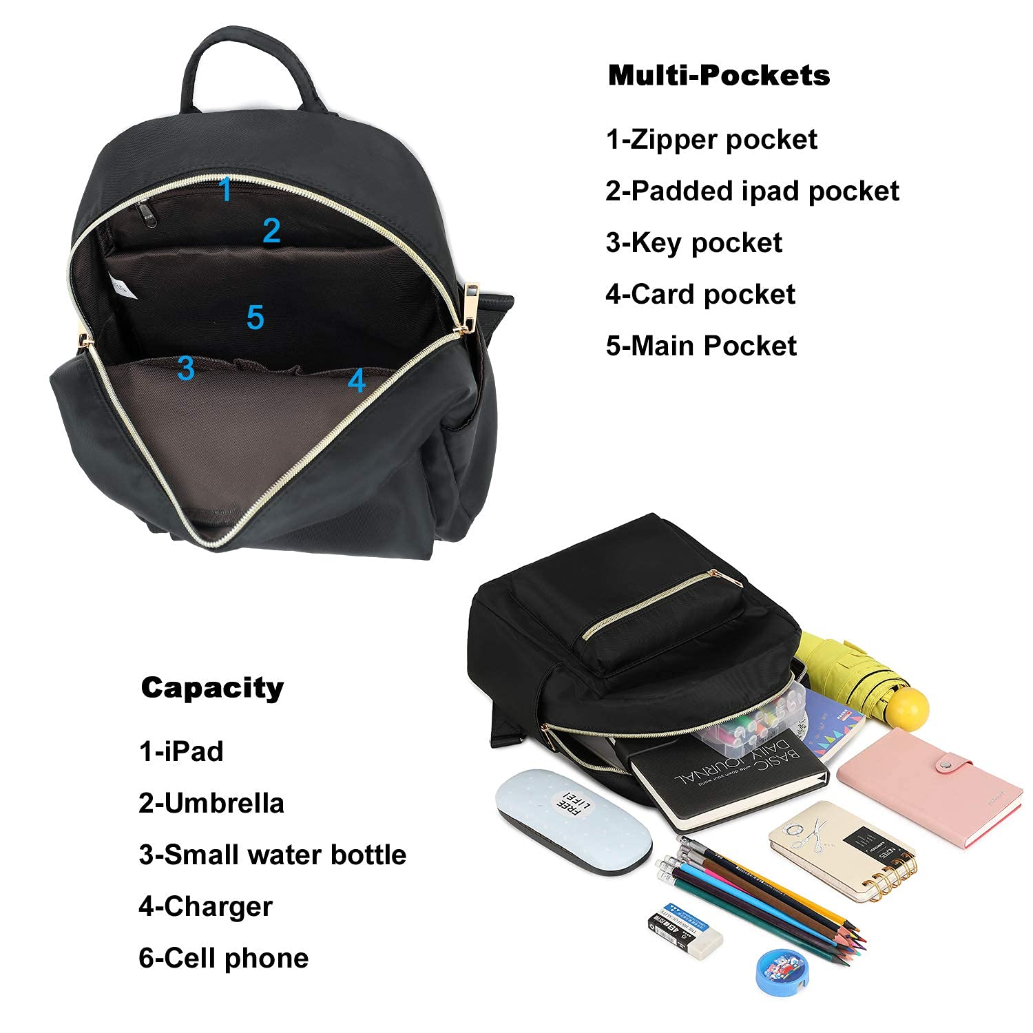 Foto 4 | Mochila Camtop Negra para Mujer-Venta Internacional