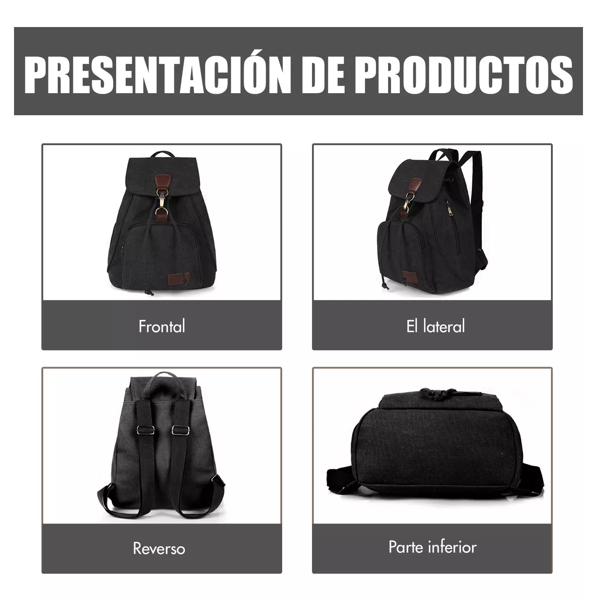 Foto 4 pulgar | Mochila Escolar Antirrobo Para Mujer Mochila De Lona Se Adapta Una Laptop De 13 Pulgada Negro