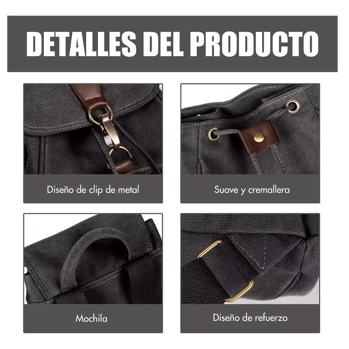 Foto 5 pulgar | Mochila Escolar Antirrobo Para Mujer Mochila De Lona Se Adapta Una Laptop De 13 Pulgada Negro