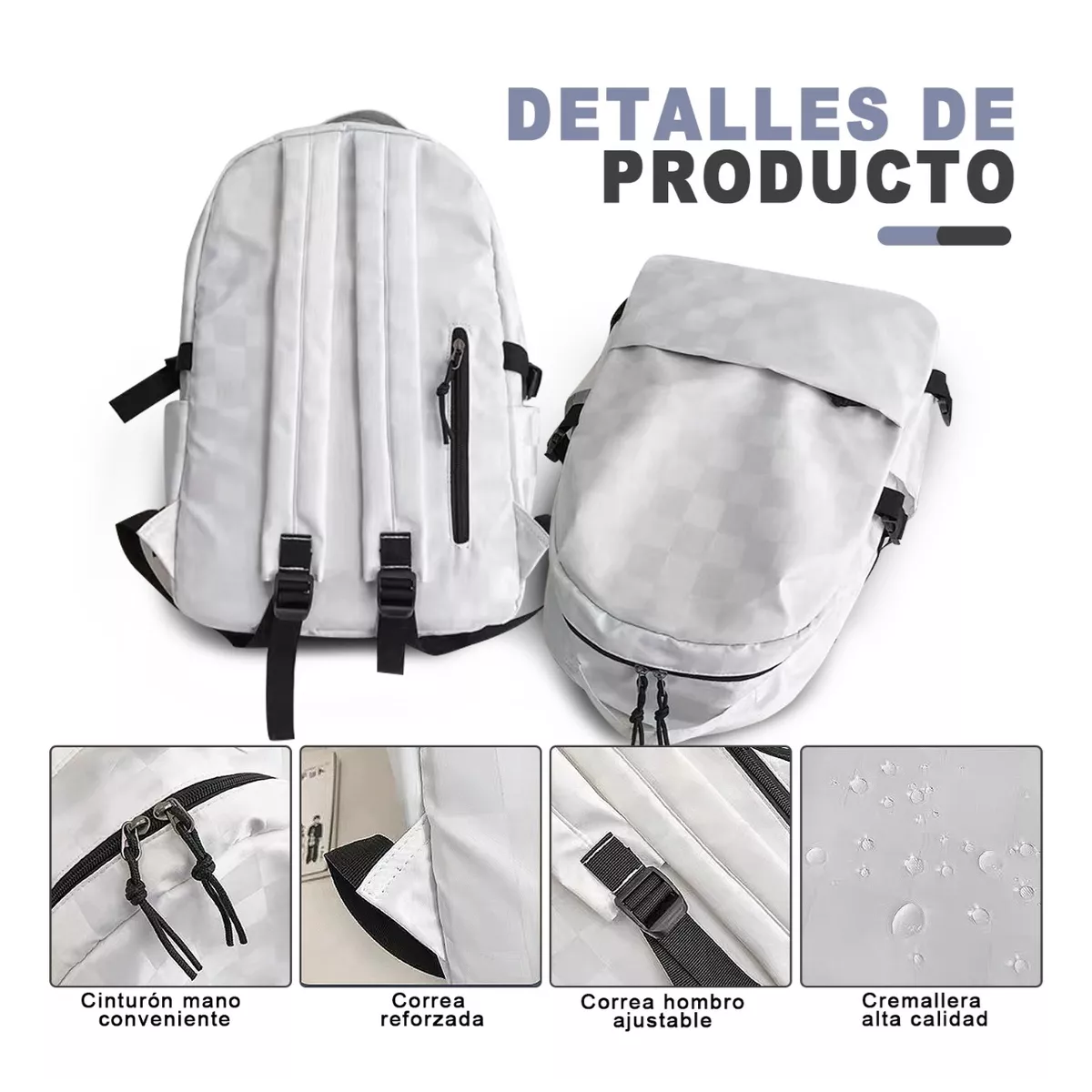 Foto 4 pulgar | Mochilas Escolares Para Mujer/hombres Multifuncional,viaje Gran Capacidad Juvenil Casual Moderna Blanco