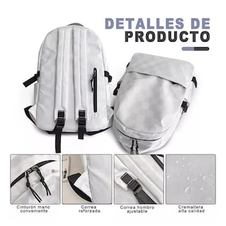 Foto 3 | Mochilas Escolares Para Mujer/hombres Multifuncional,viaje Gran Capacidad Juvenil Casual Moderna Blanco