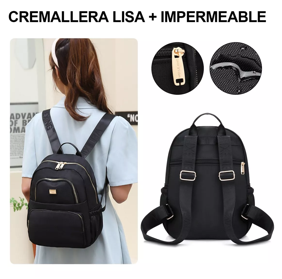 Foto 5 | Mochila Bolso De Mujer Impermeable Antirrobo Moda, Negro