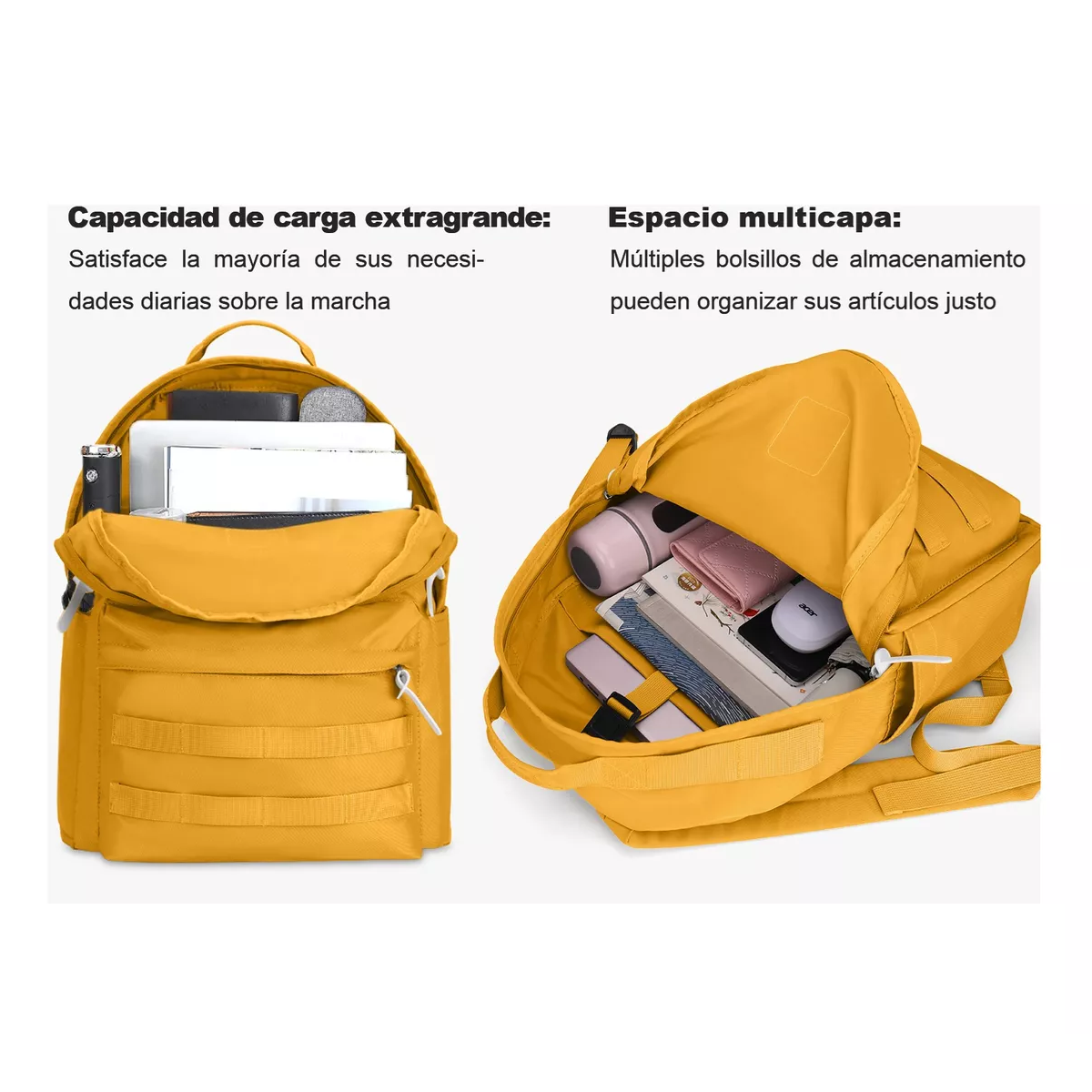 Foto 4 pulgar | Mochila Escolar  De Moda Y Viaje  Amarilla