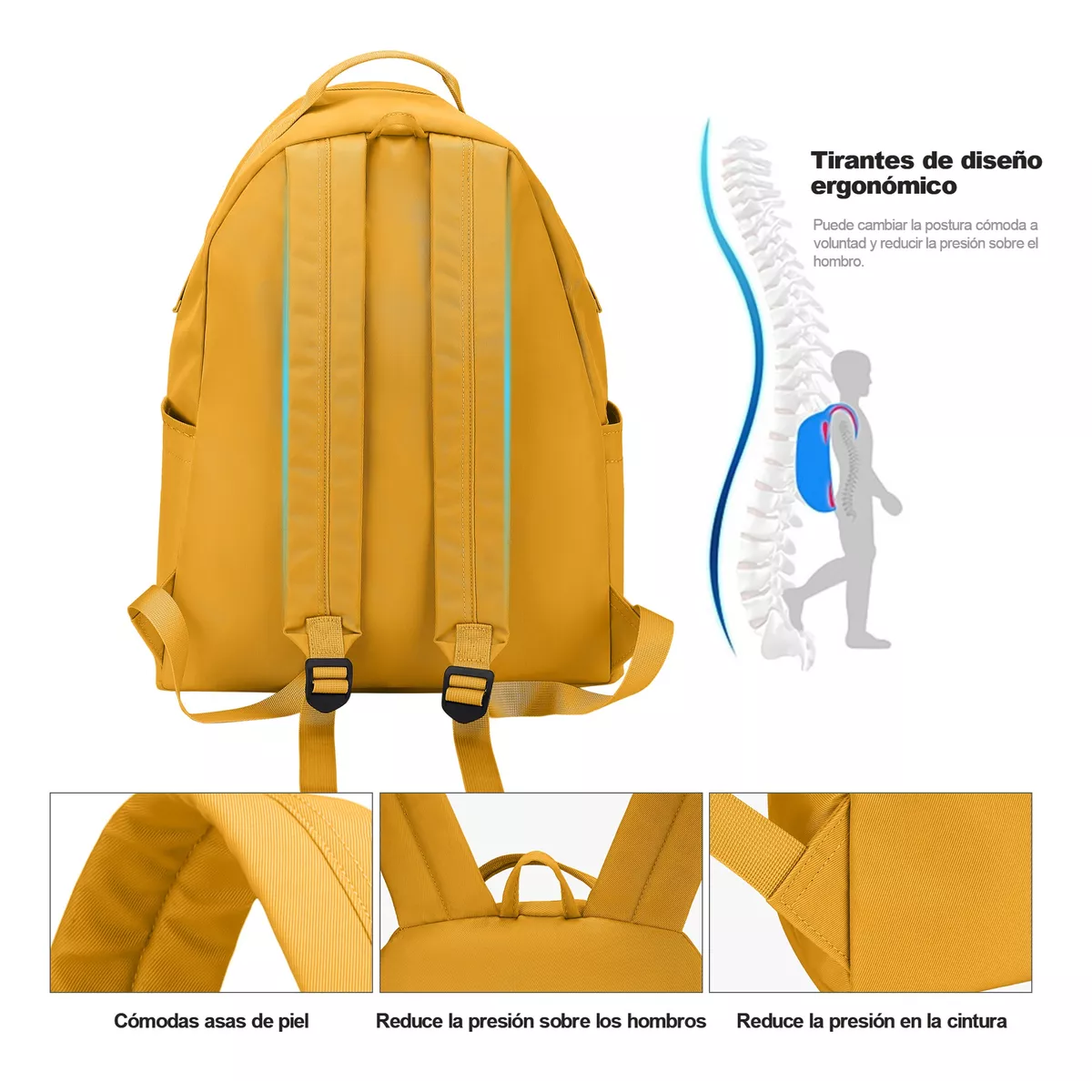 Foto 5 pulgar | Mochila Escolar  De Moda Y Viaje  Amarilla