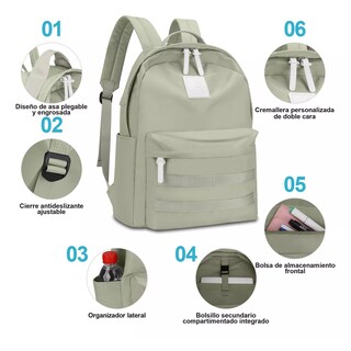 Foto 2 | Mochila Escolar De Moda Y Viaje Verde