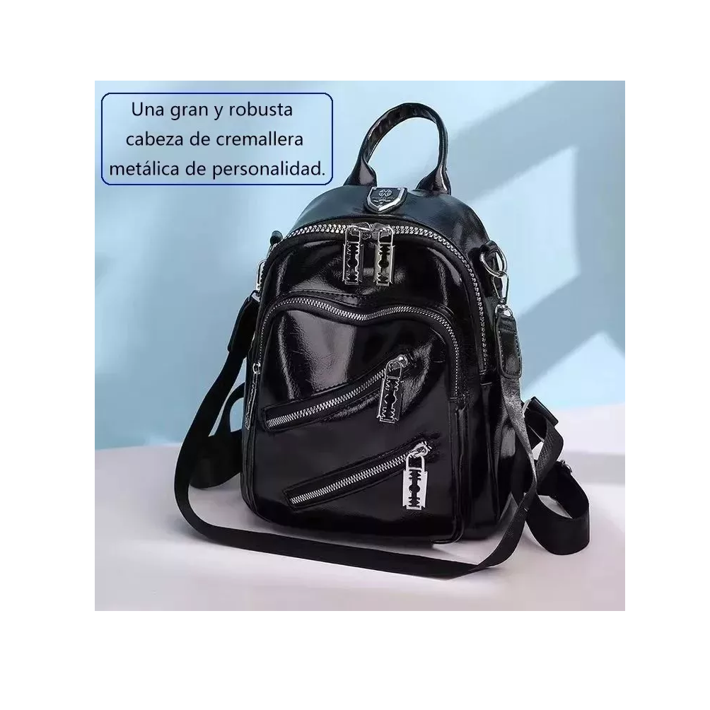 Foto 4 pulgar | Mochila De Cuero Suave Y Simple De Moda Negro