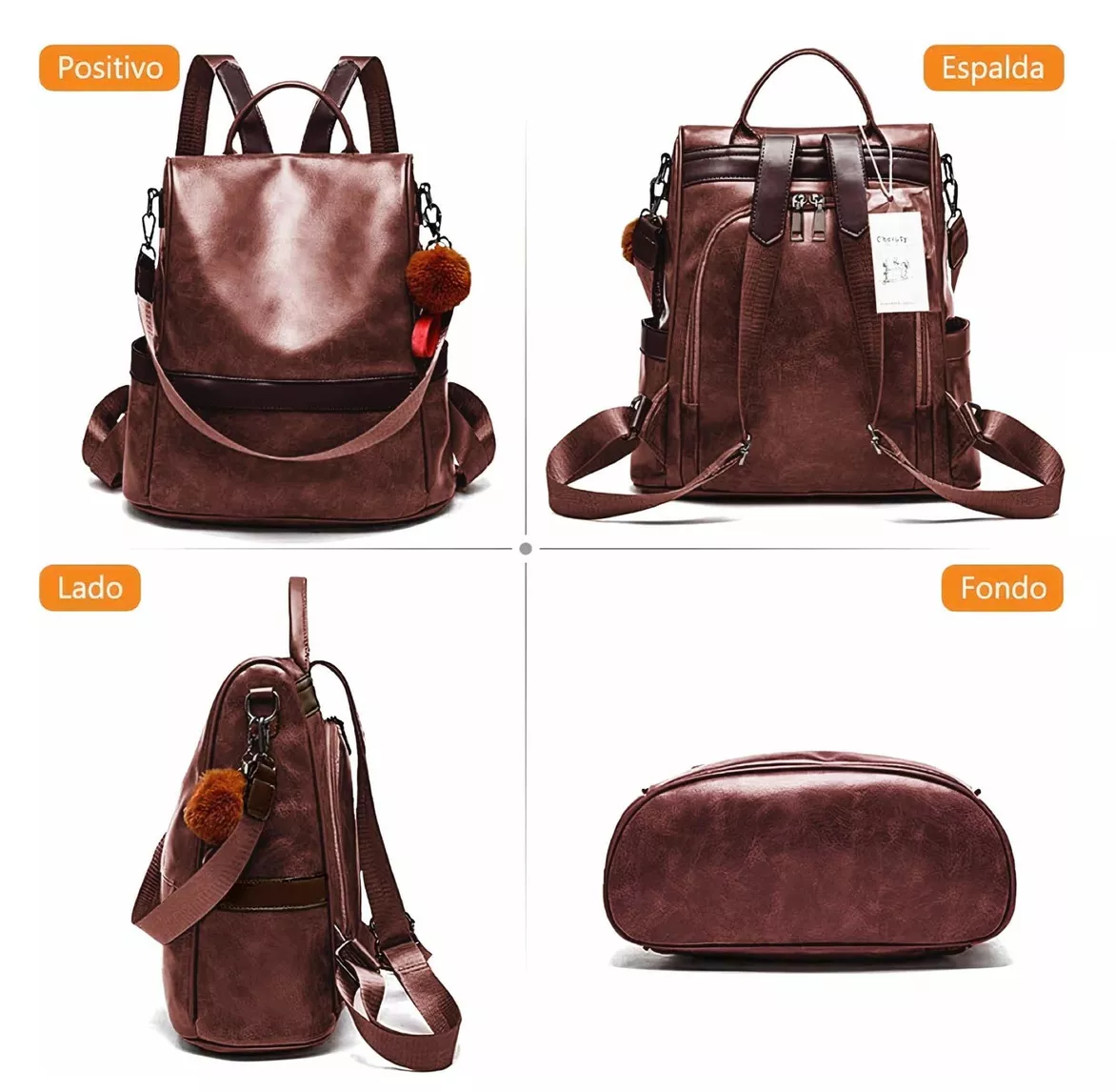 Foto 4 pulgar | Mochila Antirrobo Para Mujer Moda Mochila Cafe