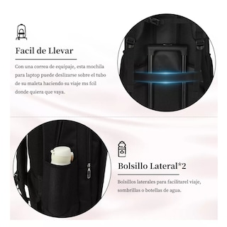 Foto 3 | Mochila De Viaje Para Laptop De 15.6 Pulgadas, Grande De Negra