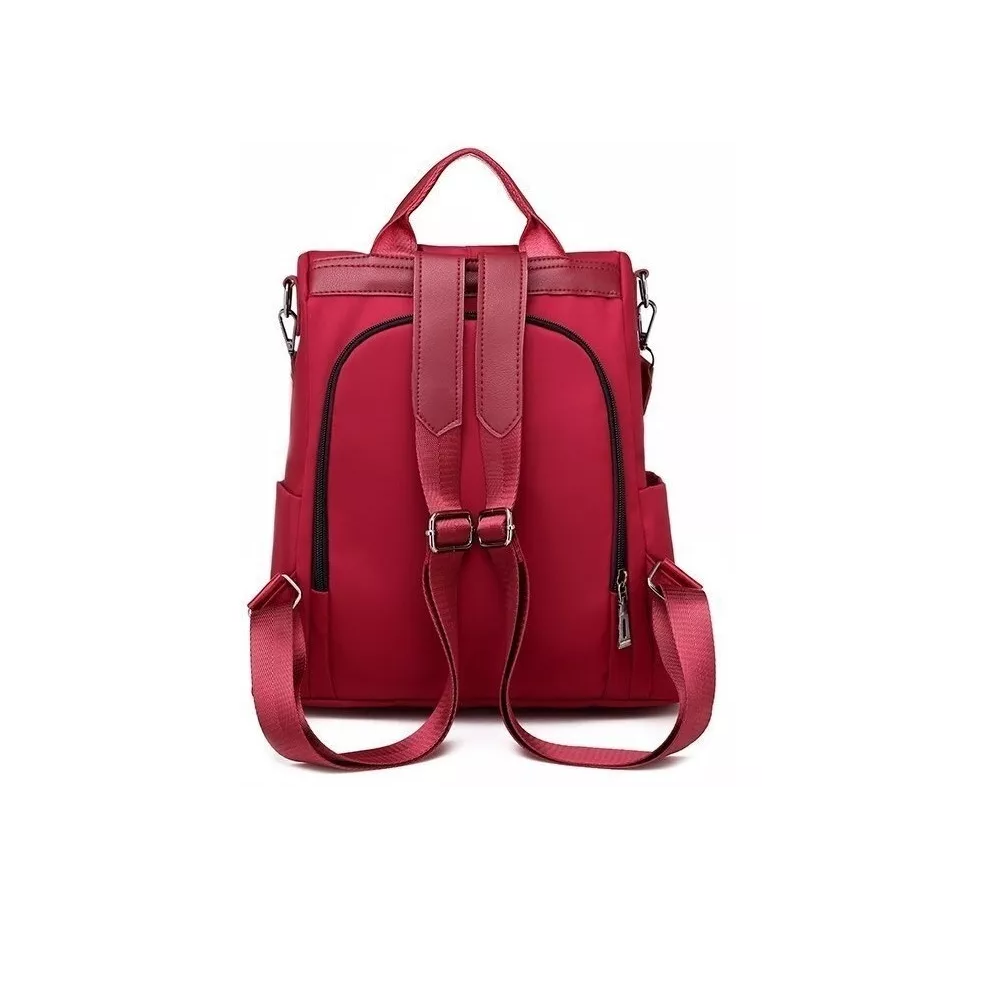 Foto 4 pulgar | Mochila Bolsa Para Dama Antirrobo Impermeable Nailon Moda Clasico Roja