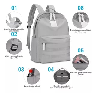 Foto 2 | Mochila Escolar De Moda Y Viaje Gris