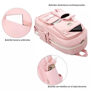 Foto 2 | Mochila Escolar Diseño Liso Color Rosa