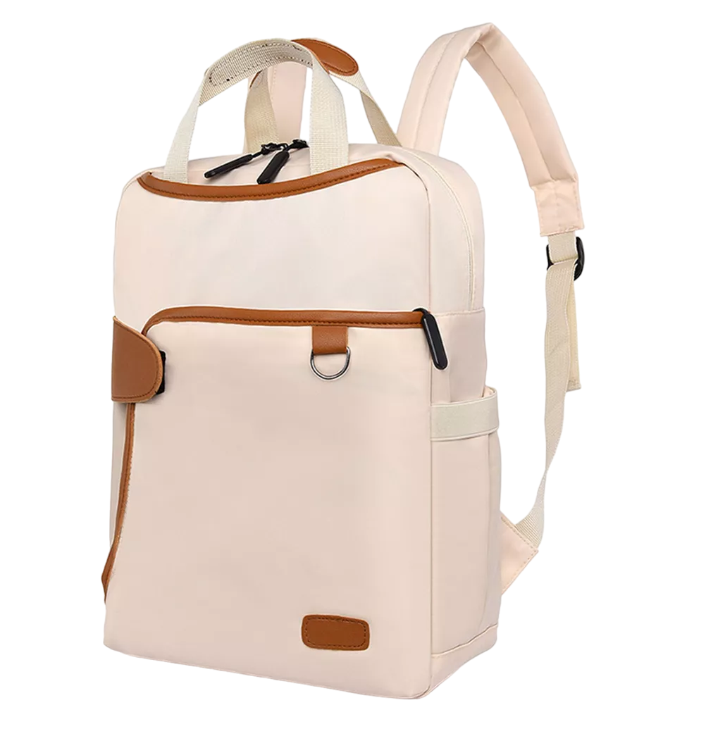 Mochila Impermeable Antirrobo de Viaje Mochila 13.3'' Beige Detalles Marrón