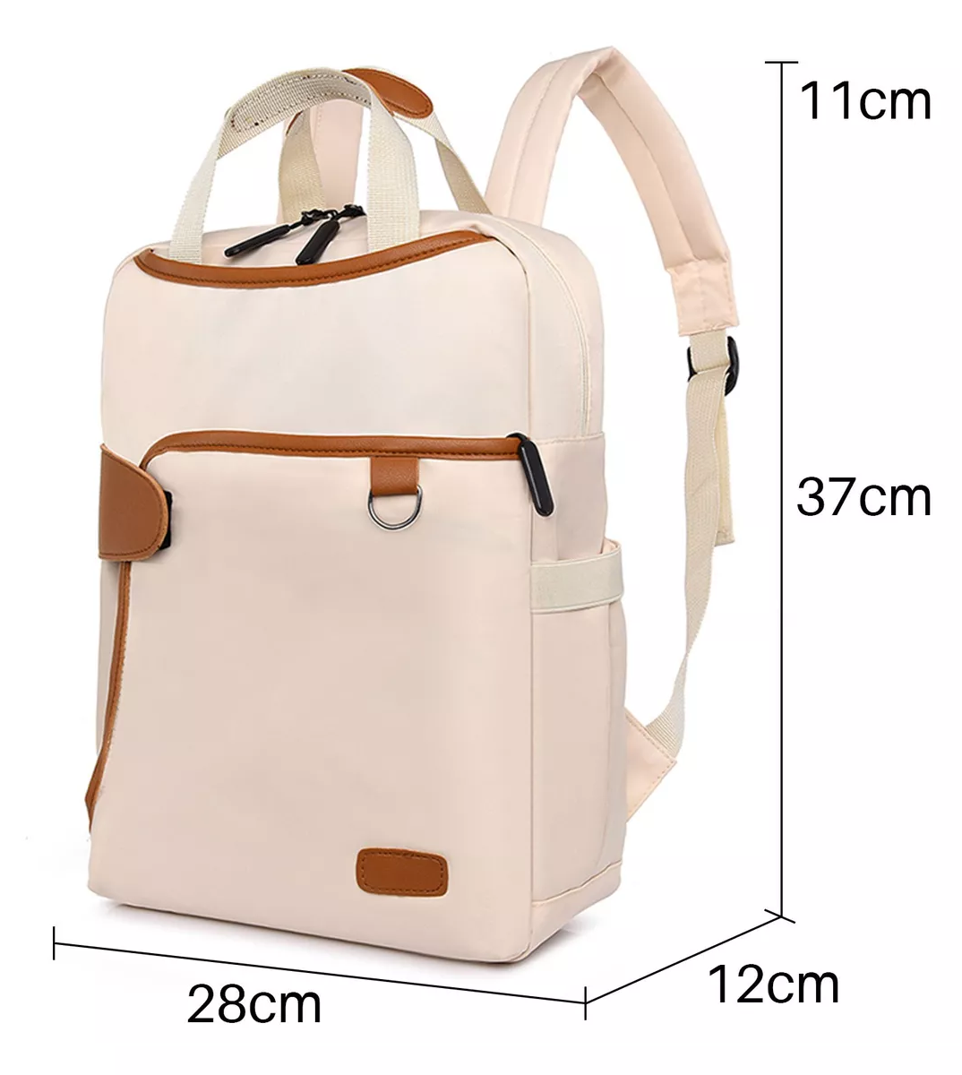 Foto 4 pulgar | Mochila Impermeable Antirrobo de Viaje Mochila 13.3'' Beige Detalles Marrón