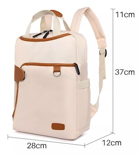 Foto 3 | Mochila Impermeable Antirrobo de Viaje Mochila 13.3'' Beige Detalles Marrón