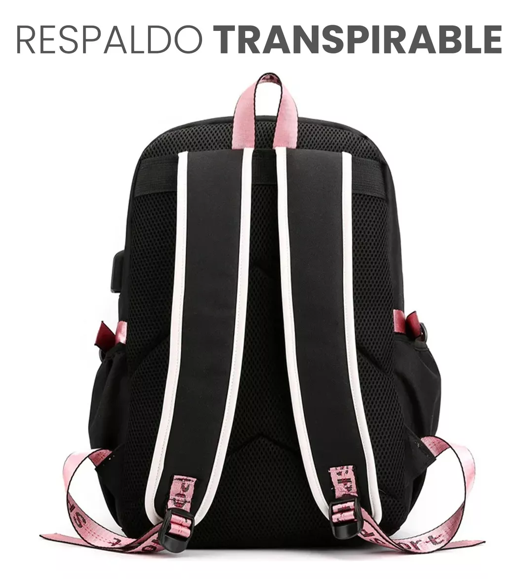 Foto 5 | Mochila Kawaii Estilo Coreano Juvenil Moda con Puerto Usb Amarillo con Negro