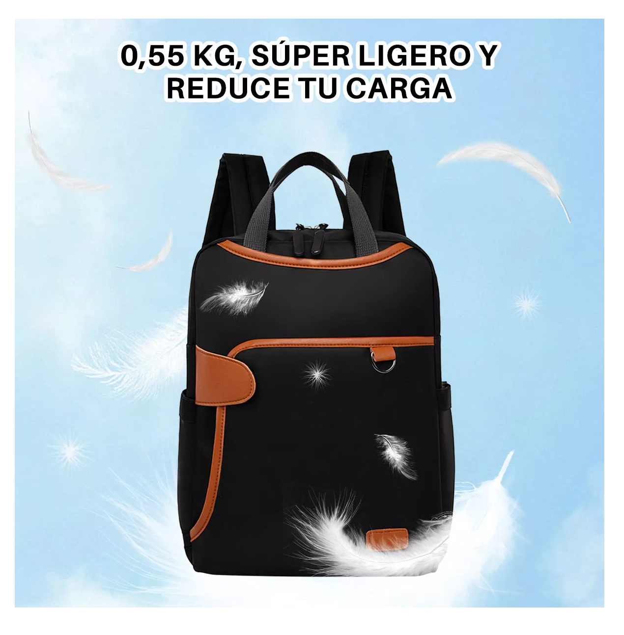 Foto 6 pulgar | Mochila Impermeable Antirrobo 13.3'' Negro Detalles Marrón