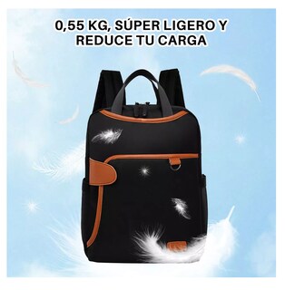 Foto 5 | Mochila Impermeable Antirrobo 13.3'' Negro Detalles Marrón