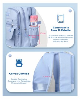 Foto 4 | Mochila Escolar para Laptop 3 Capas Iforu 40 L Azul