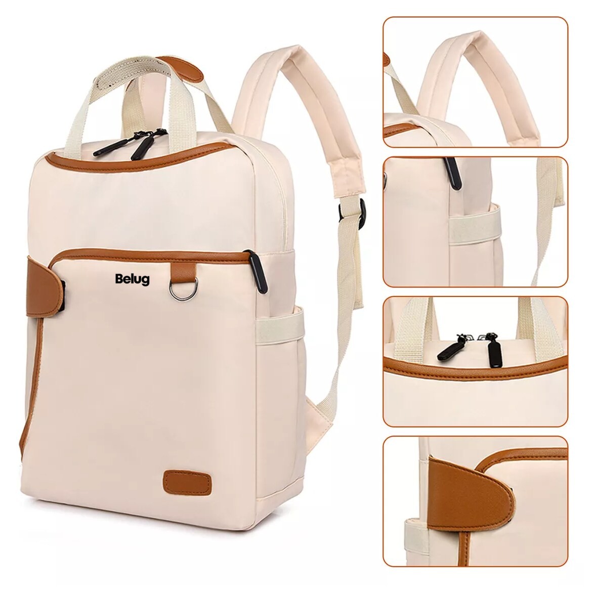 Foto 2 | Mochila Impermeable Antirrobo 13.3'' Beige para Mujer