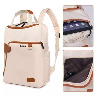 Foto 4 | Mochila Impermeable Antirrobo 13.3'' Beige para Mujer