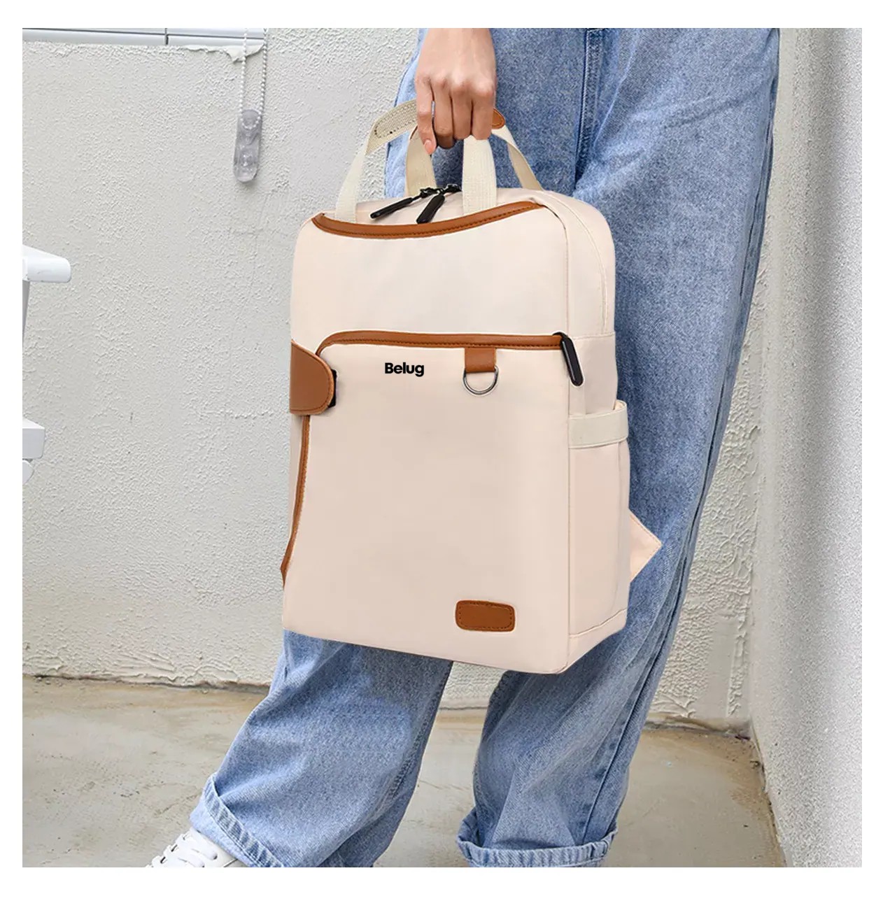 Foto 5 | Mochila Impermeable Antirrobo 13.3'' Beige para Mujer