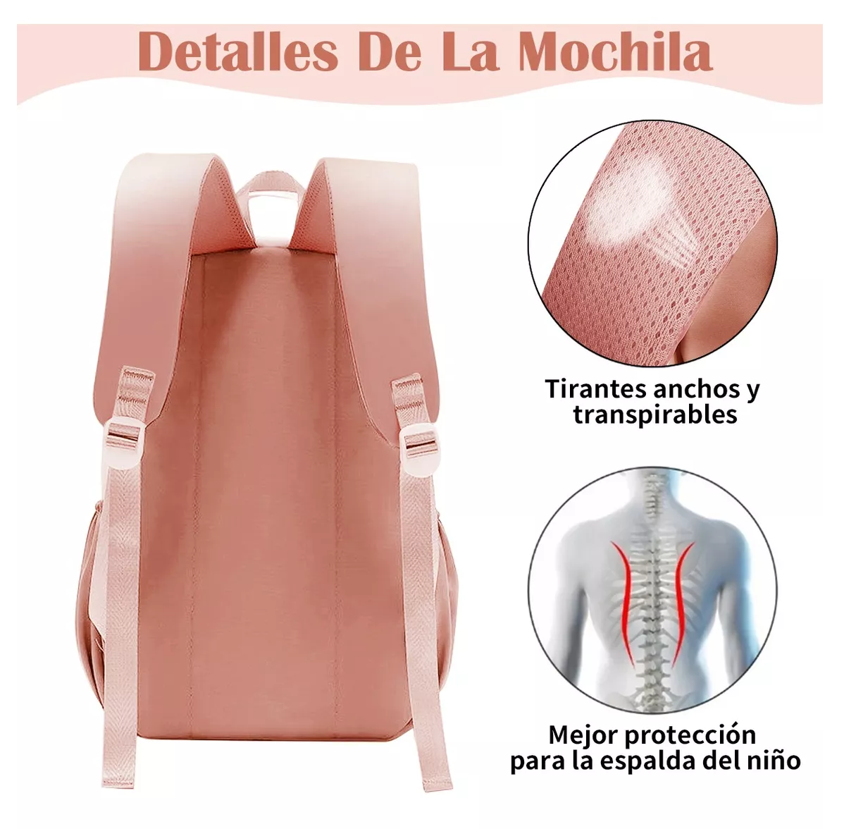 Foto 6 pulgar | Mochila Escolar De Viaje Juvenil De Moda Gran Capacidad Rosa