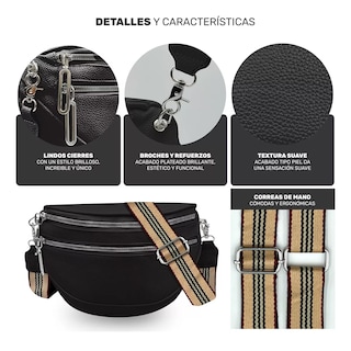 Foto 2 | Riñonera Retro De Cuero Para Mujer Eo Safe Imports Esi-14473 Negro