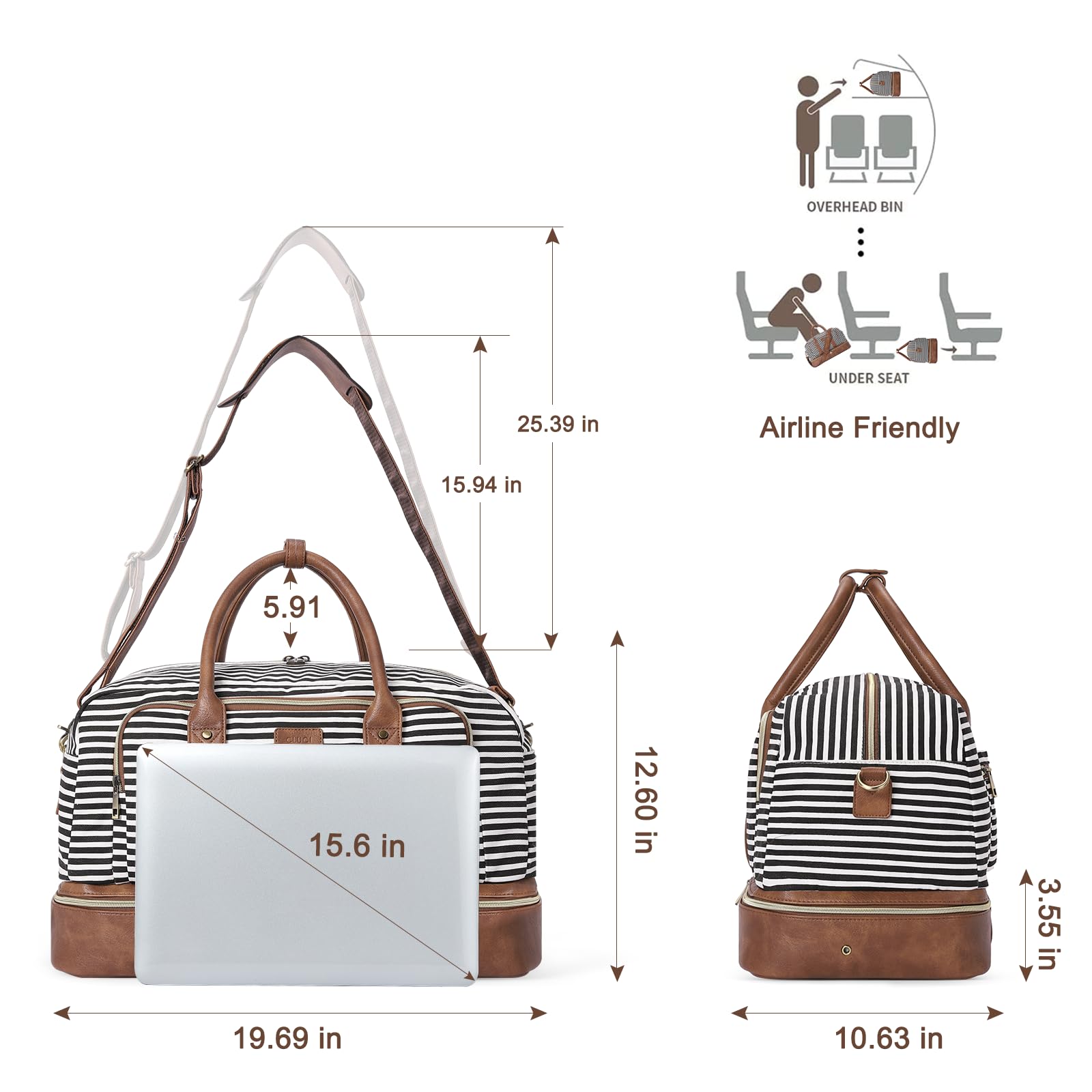 Foto 4 pulgar | Bolsa De Viaje Cluci Weekender Para Mujer, De Lona, Antirrobo - Venta Internacional.