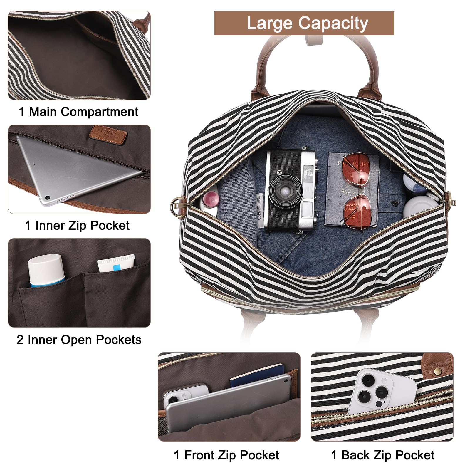 Foto 5 pulgar | Bolsa De Viaje Cluci Weekender Para Mujer, De Lona, Antirrobo - Venta Internacional.