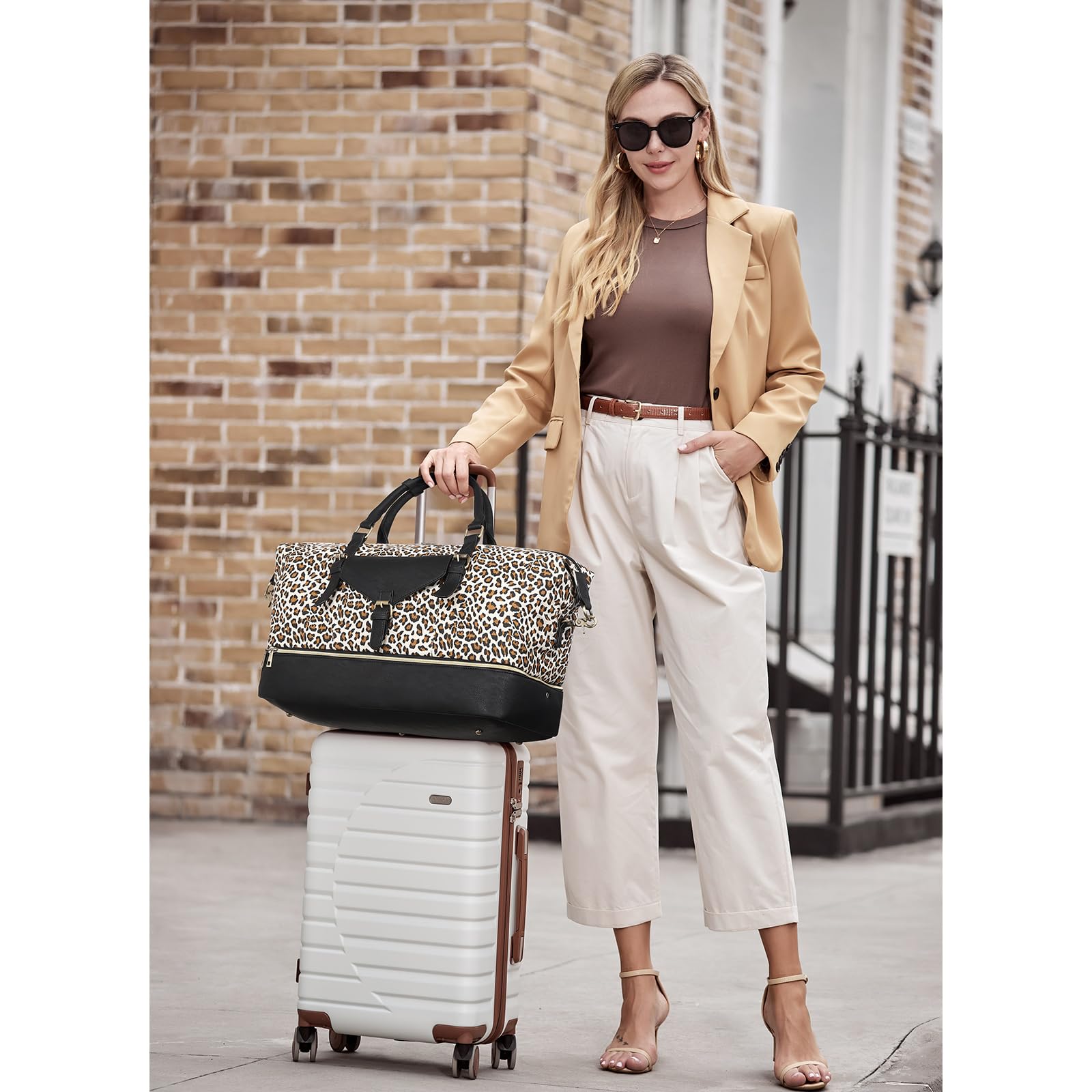 Foto 3 pulgar | Bolsa De Fin De Semana Cluci De Lona Para Mujer Con Compartimento Para Zapatos - Venta Internacional.
