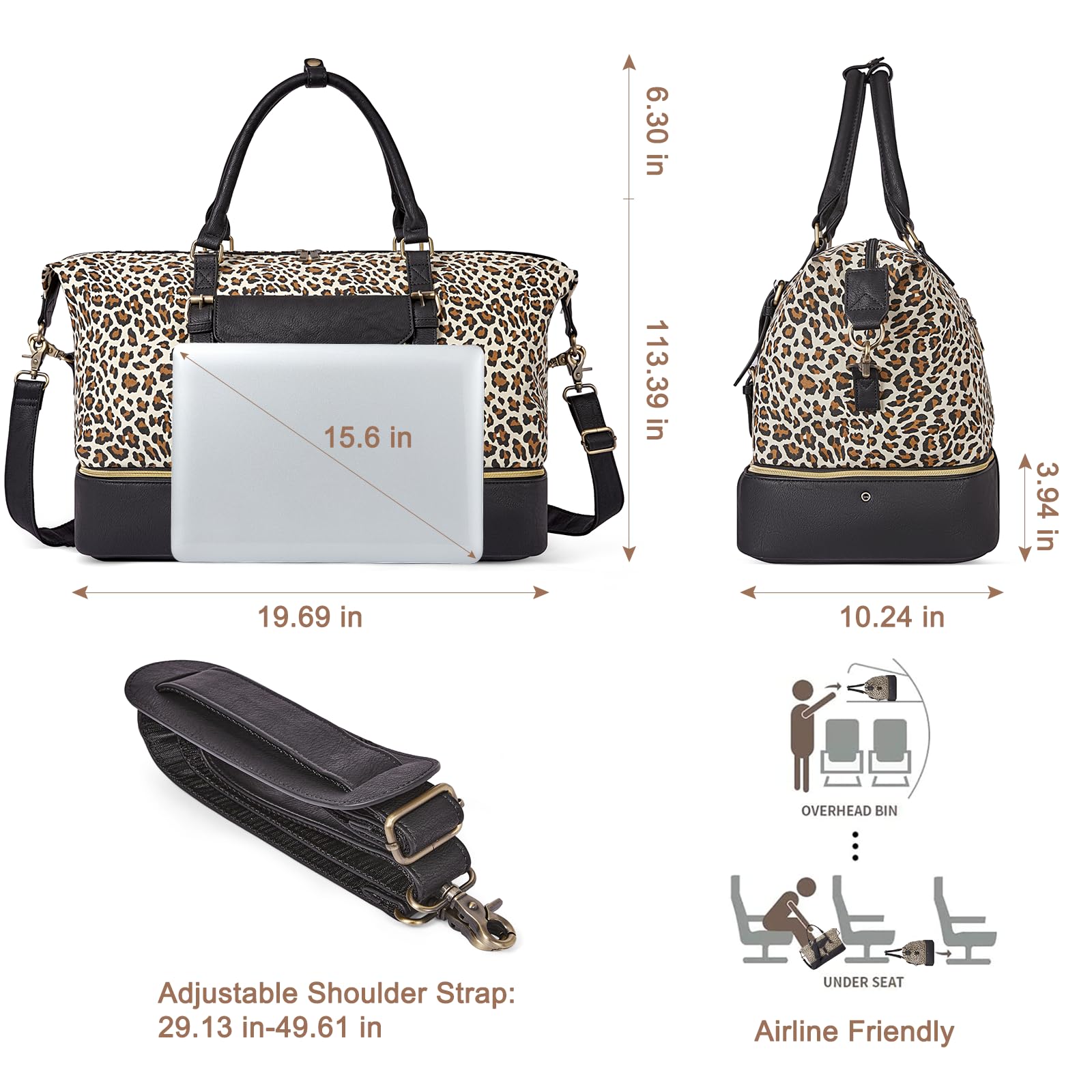 Foto 4 pulgar | Bolsa De Fin De Semana Cluci De Lona Para Mujer Con Compartimento Para Zapatos - Venta Internacional.