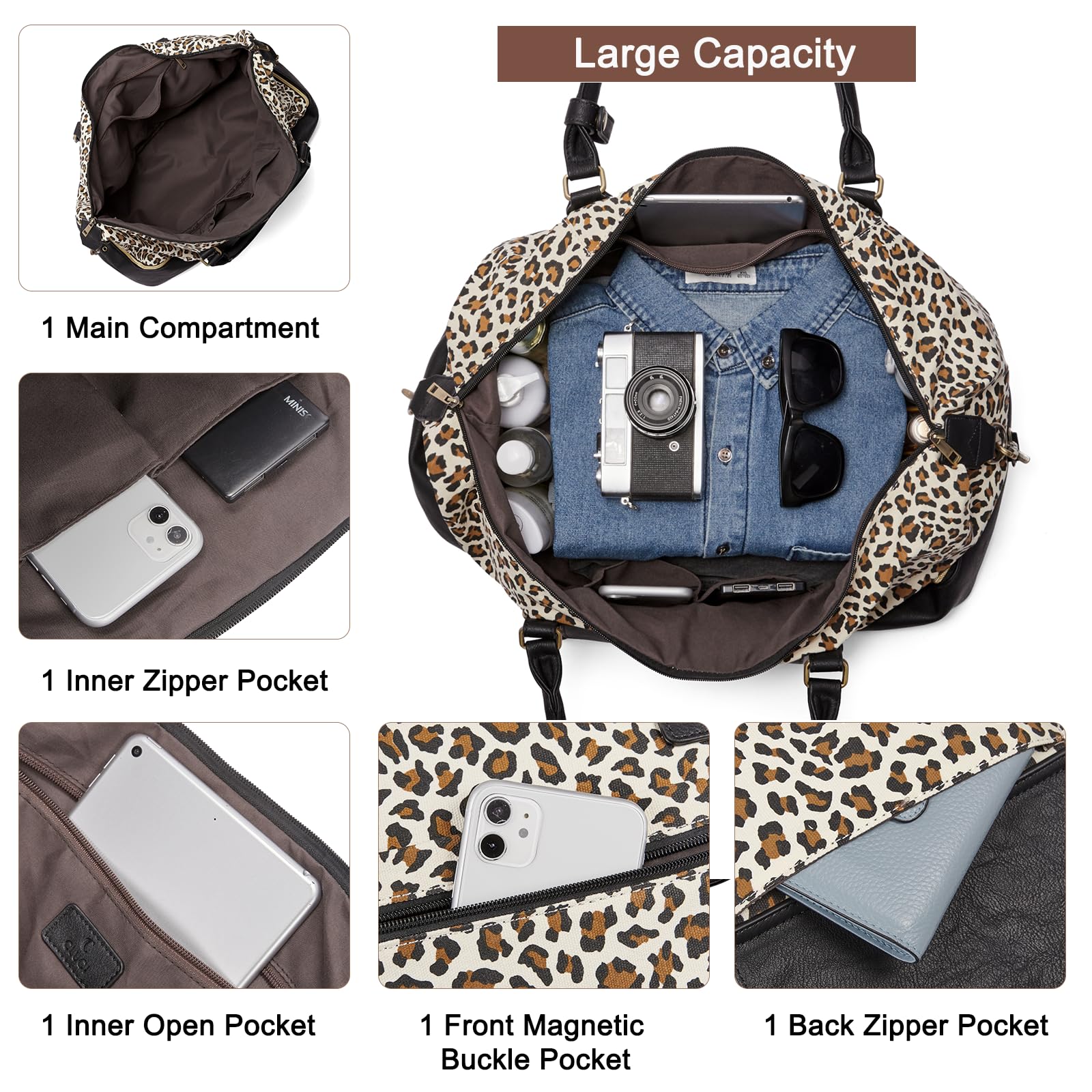 Foto 5 pulgar | Bolsa De Fin De Semana Cluci De Lona Para Mujer Con Compartimento Para Zapatos - Venta Internacional.