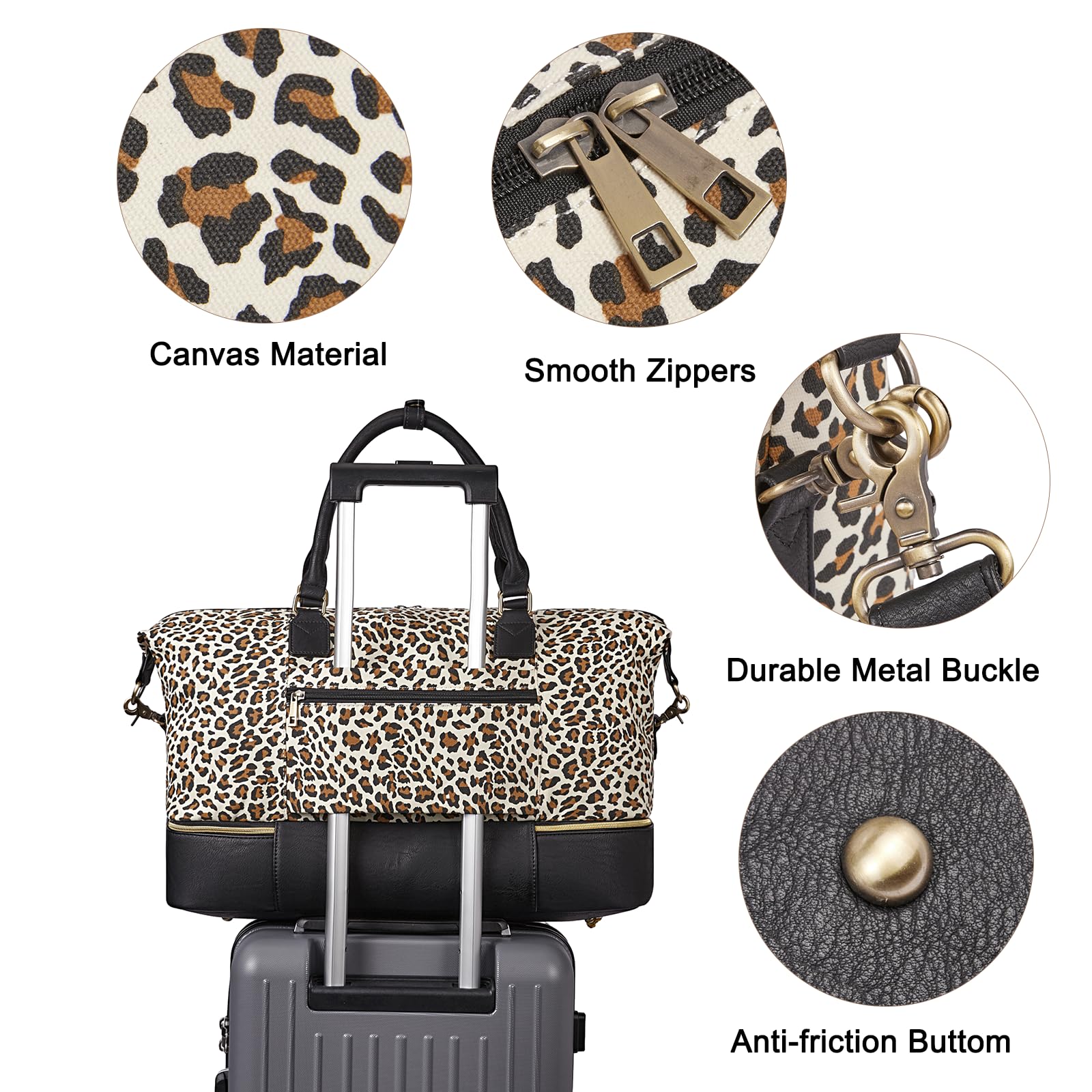 Foto 7 pulgar | Bolsa De Fin De Semana Cluci De Lona Para Mujer Con Compartimento Para Zapatos - Venta Internacional.