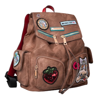 Foto 1 | Mochila de Mezclilla Nicole Lee con Parches Bordados de Animalitos y Frutas