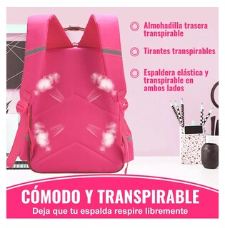 Foto 5 | Mochila De Escuela Primaria Impermeable Rose Red