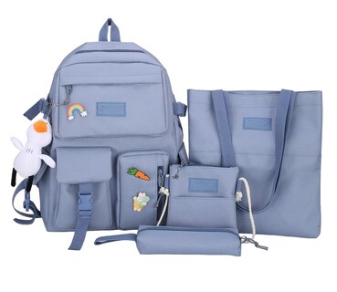 Foto 1 | Set De 4 Mochilas Bolsas Escolar Estudiante Tote Lapicera, Azul