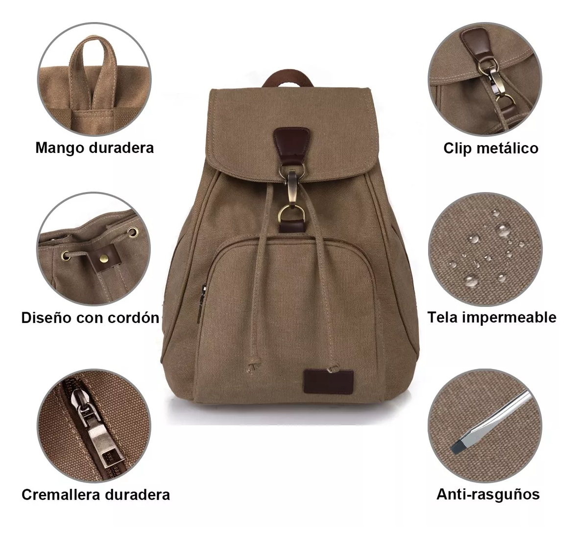 Foto 3 pulgar | Mochila Escolar Antirrobo Para Mujer Marrón