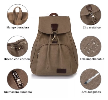 Foto 2 | Mochila Escolar Antirrobo Para Mujer Marrón