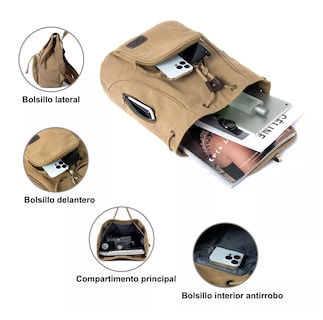Foto 3 | Mochila Escolar Antirrobo Para Mujer Caqui